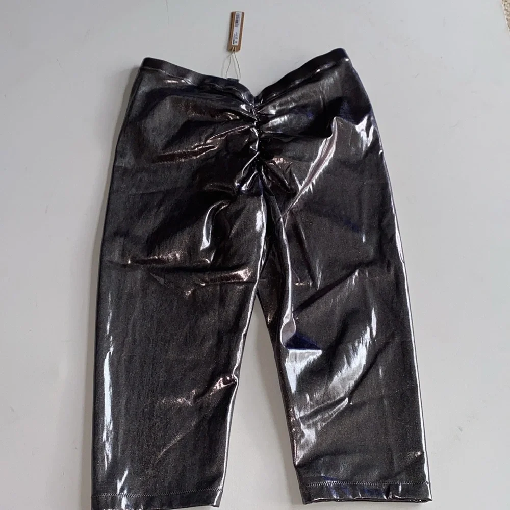 (A8)‎ Skims Metallic Swim V Waist Pant Rouched Silver Nickle, size XL, NWT